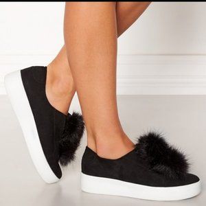 Steve Madden Black Furlie Platform Slip On Shoes Girls 5.5